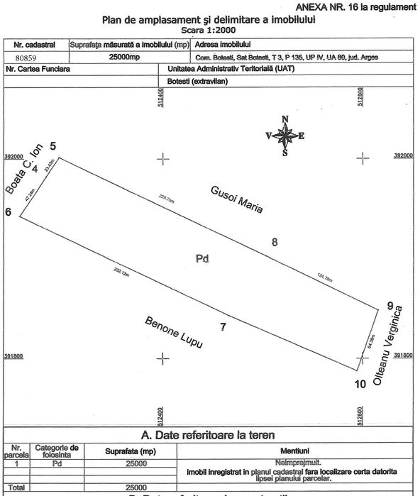 Vand extravilan 2.5+1 ha padure