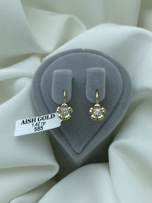 Детские серьги 585 золото, кизлар учун зираклар 585 тилла