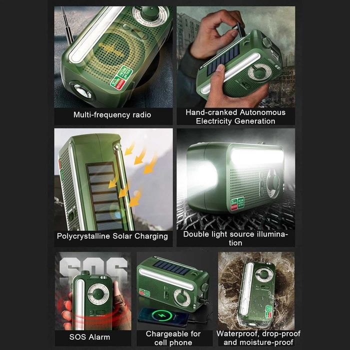 Преносимо радио, водоустойчиво аварийно AM/FM ,  аларма и LED фенерче