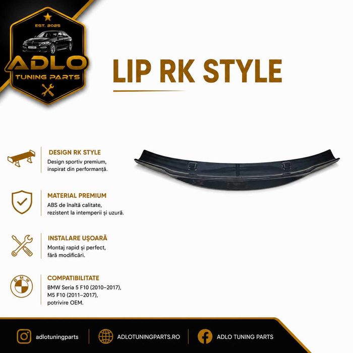 Lip Splitter Bara Fata BMW F10 Seria 5 M5 RKP Style Negru Lucios