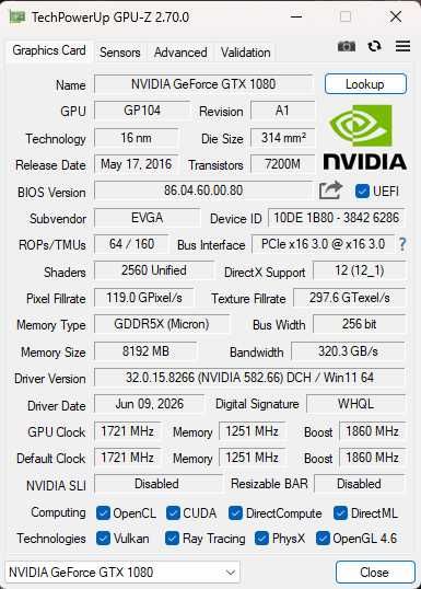1080 8gb EVGA FTW