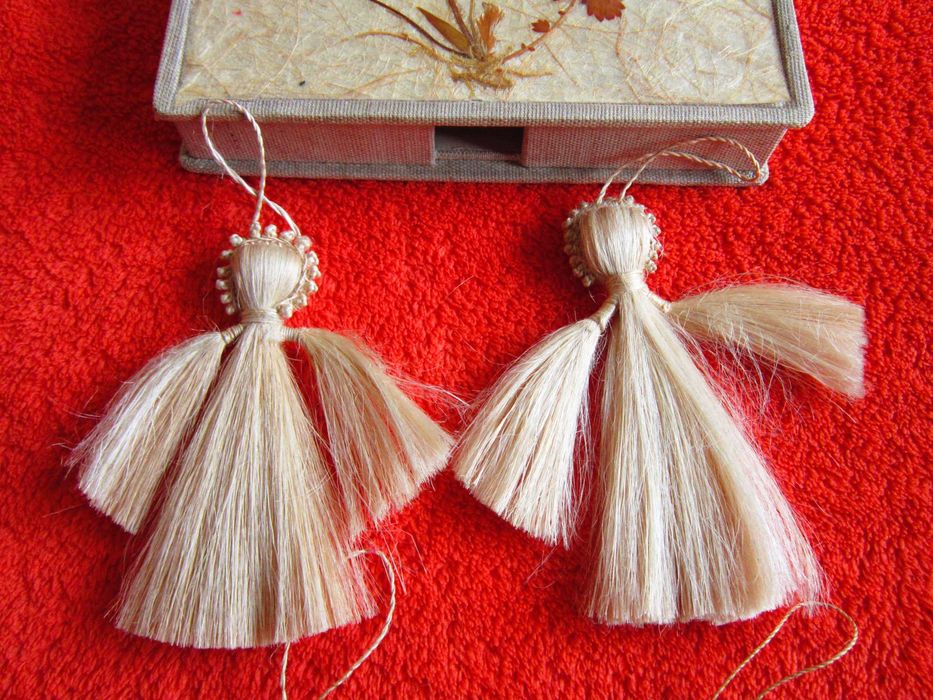 cadou rar Ingeri colectie Mid-Century handmade din par de cal 1960