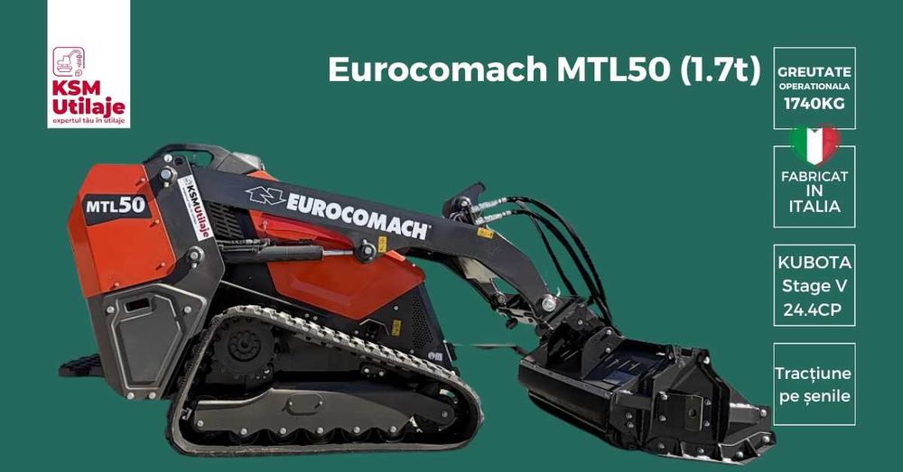 Mini încărcător pe șenile Eurocomach MTL50 (1.7t) - Motor Kubota, Nou