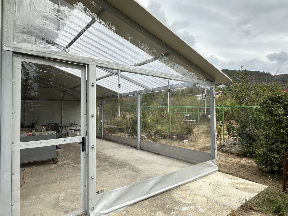 Ветроупорни завеси и прегради кристал PVC инил барбекю найлони