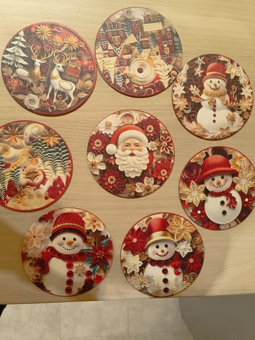 Коледни подложки за чаши, 8 бр., нови,