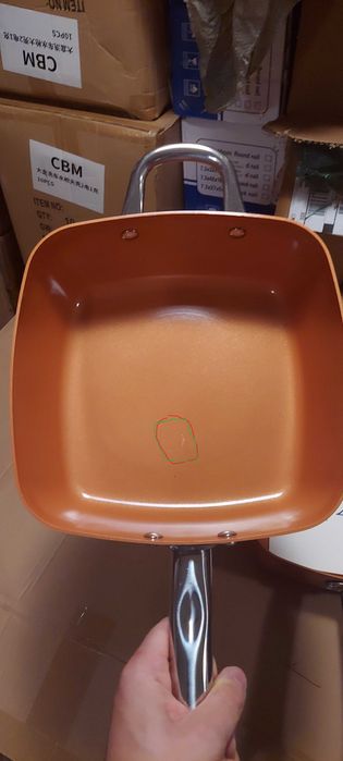 Нов дълбок меден тиган Copper Pan, Комплект 6 в 1, Незалепващо Cerami-Tech покритие, Индукционно дъно С лека драскотина