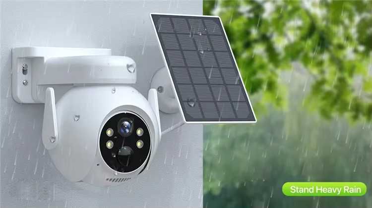 3MP Tuya Smart WiFi PTZ камера със соларен панел + 64GB карта подарък