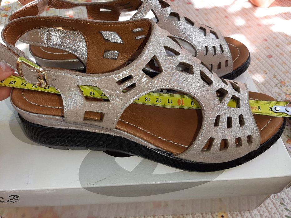 Sandale argintii platforma piele naturala 38 R&R Boutique, NOI