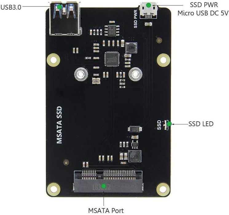 Placa expansiune DollaTek X850 V3.0 mSATA SSD Raspberry Pi 3 B/2B/B+