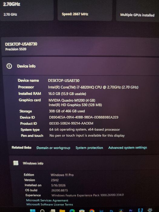 Dell Precision 5520 – i7 | 16 GB RAM | 512 GB SSD | Quadro M1200 4 GB | Tastatură iluminată