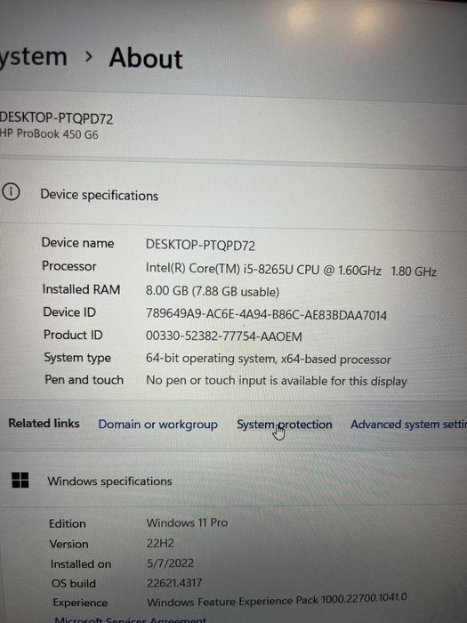 HP ProBook 450 G6  / i5 Gen 8 / SSD 256 GB / 8 GB RAM