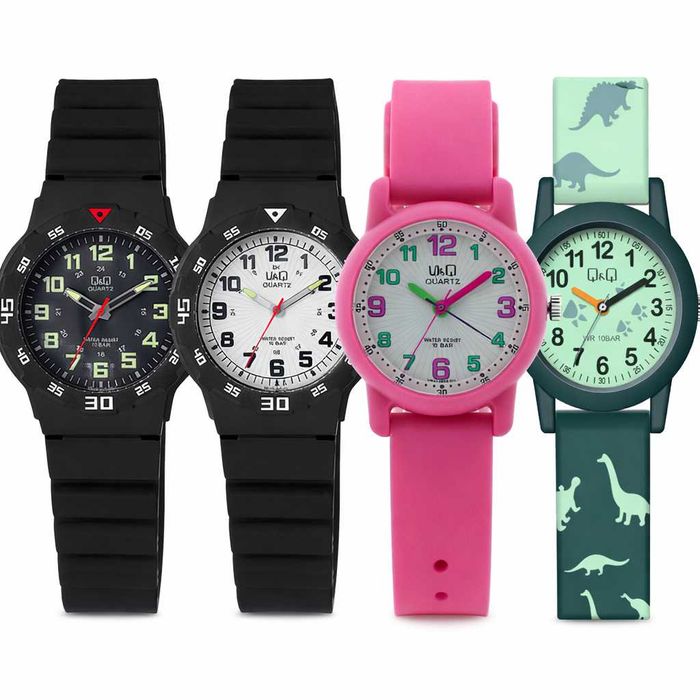 Детски часовник Q&Q 10 BAR- Детски часовници QQ -Динозавър Розов Черен