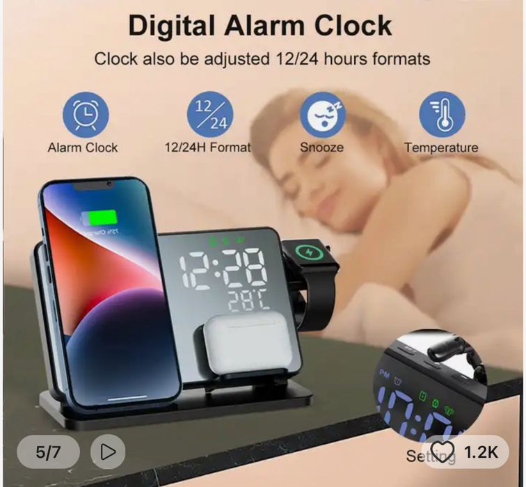 Încărcător fără fir 3 în 1 pentru iPhone și  Apple Watch