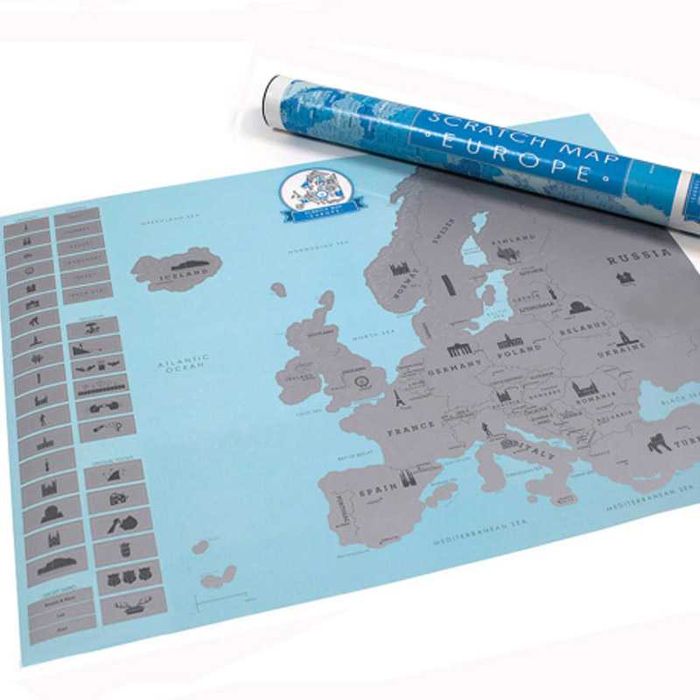 Скреч карта на Европа Света за пътешественици за изтриване - 2 вида