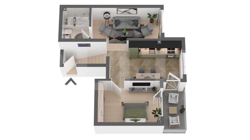 Apartament semifinisat, cu 2 camere, 44mp, balcon, in Apahida — fotografia 1