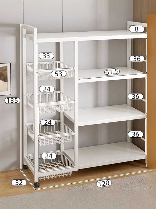 металлическая кухонная тележка с колёсами/metall oshxona javoni  s6