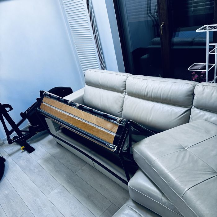 Vand canapea piele naturala, coltar in forma de L, extensibila