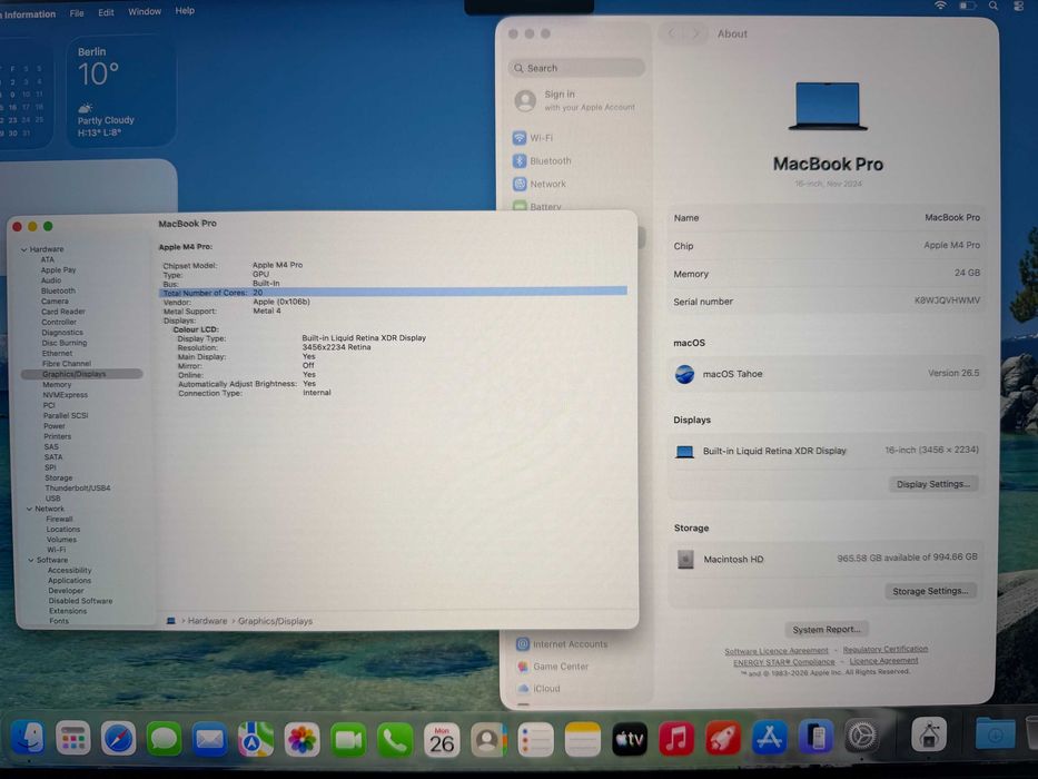 MacBook Pro 16" M4 PRO Chip 14-CPU/20-GPU/24GB RAM/1TB SSD