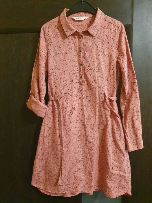 Rochita tip camasa pentru fetite, marimea 128, cu maneca lunga, H&M