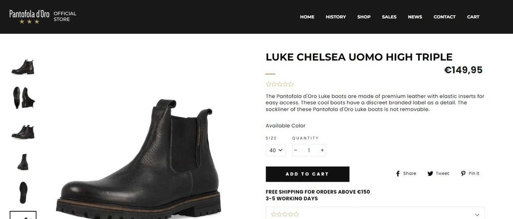 Ghete chelsea Pantofola d'Oro Italy 43 piele naturala moale