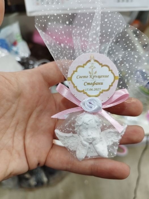 Бурканче с мед за гости на кръщене, сватба, гипсови подаръчета