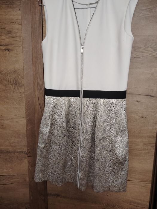 Rochie eleganta alb argintiu