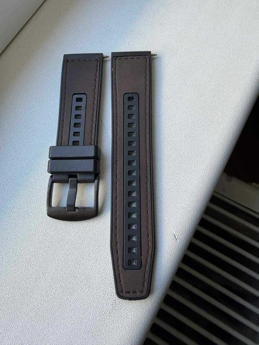 Curea cauciuc+insertie piele Huawei GT,GT2,GT3,GT4,GT5(46mm) 22mm