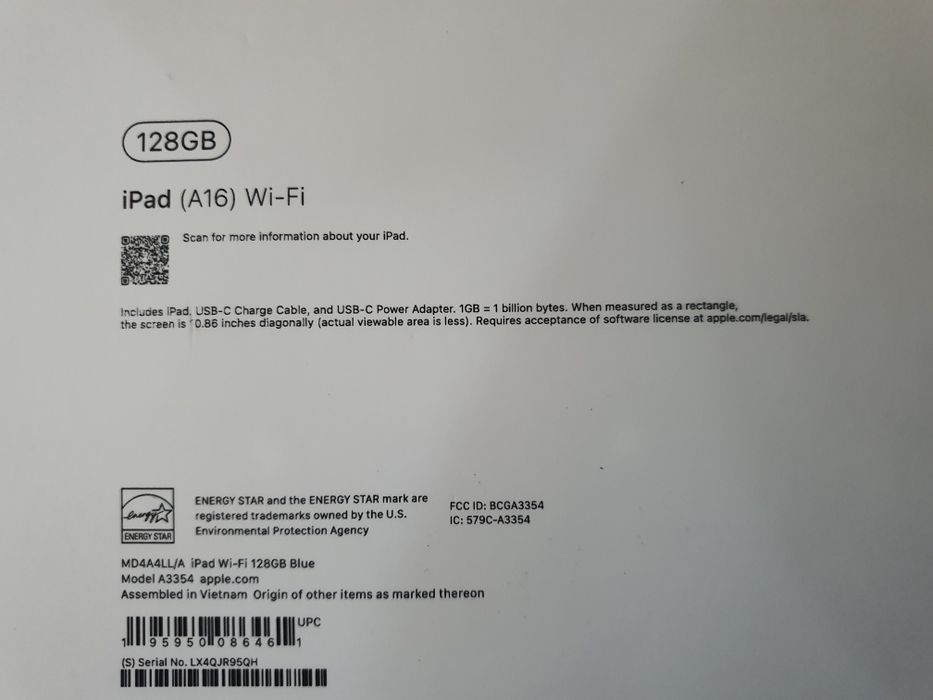 iPad (A16) Wi-Fi 128GB Blue yangi ishlatilmagan