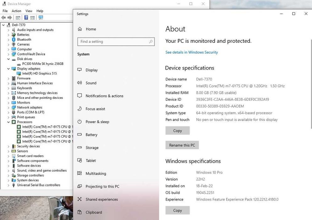 Dell Latitude 7370 FHD 13,3" m7 quad 8GB SSD 256GB licenta Win10 Pro