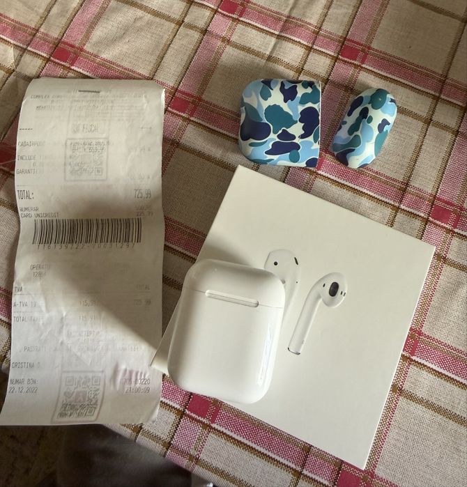 Casti Air Pods 2 + husa protectie