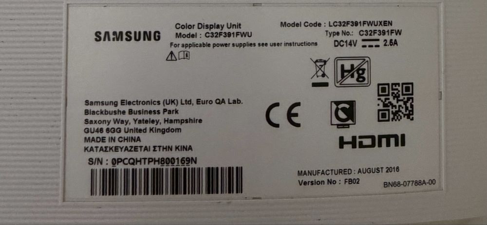 Vand Monitor Curbat Samsung 32’’