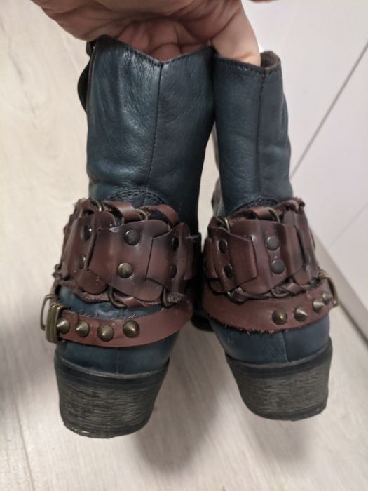 Botine/ciocate piele, culoare  verde Torry măr 39