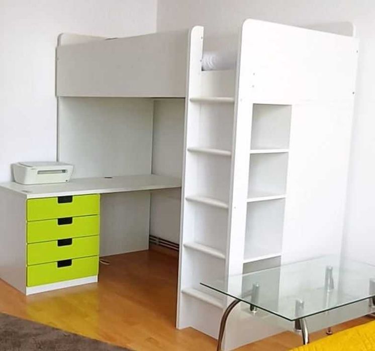 Pat 90x200 cu birou si dulap integrat IKEA SMASTAD