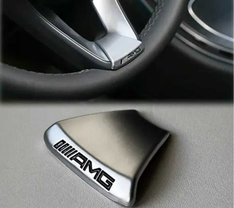 AMG лого,табелка за волан за Mercedes AMG A B C E класа 4,5см сиво
