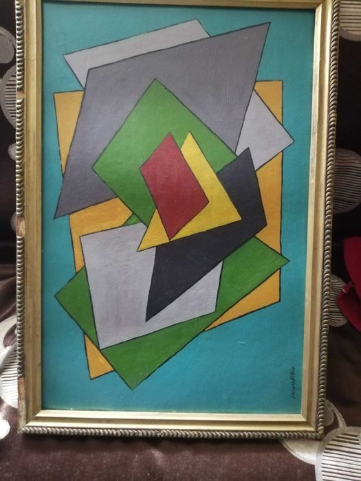 Tablou abstract semnat Jacques Villon – ulei pe carton, înrămat
