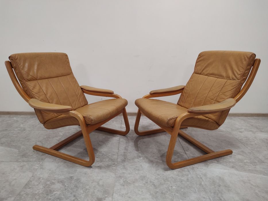 Скандинавски кресла, естествена кожа Д413