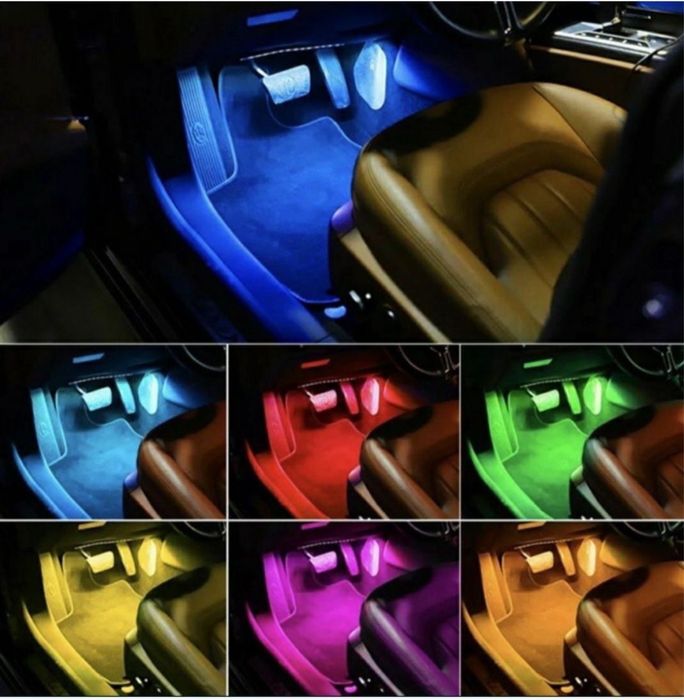 Kit Banda Led Rgb Interior Auto Lumini Ambientale picioare  48 Led