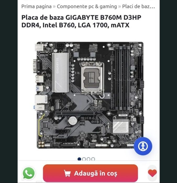 Placa de baza GIGABYTE B760M DDR4