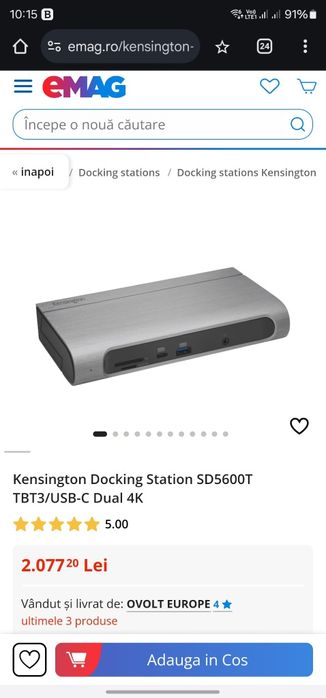 Kensington Docking Station SD5600T TBT3/USB-C Dual 4K