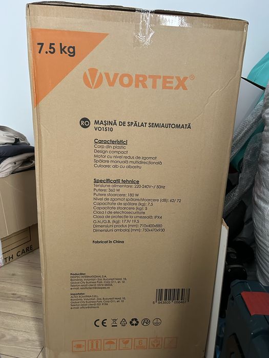 Masina de spalat rufe semiautomata VORTEX VO1510, 7.5 kg