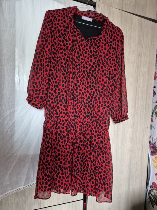 Rochie dama voal cu imprimeu leopard