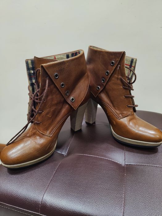 Кожени боти висок ток 39