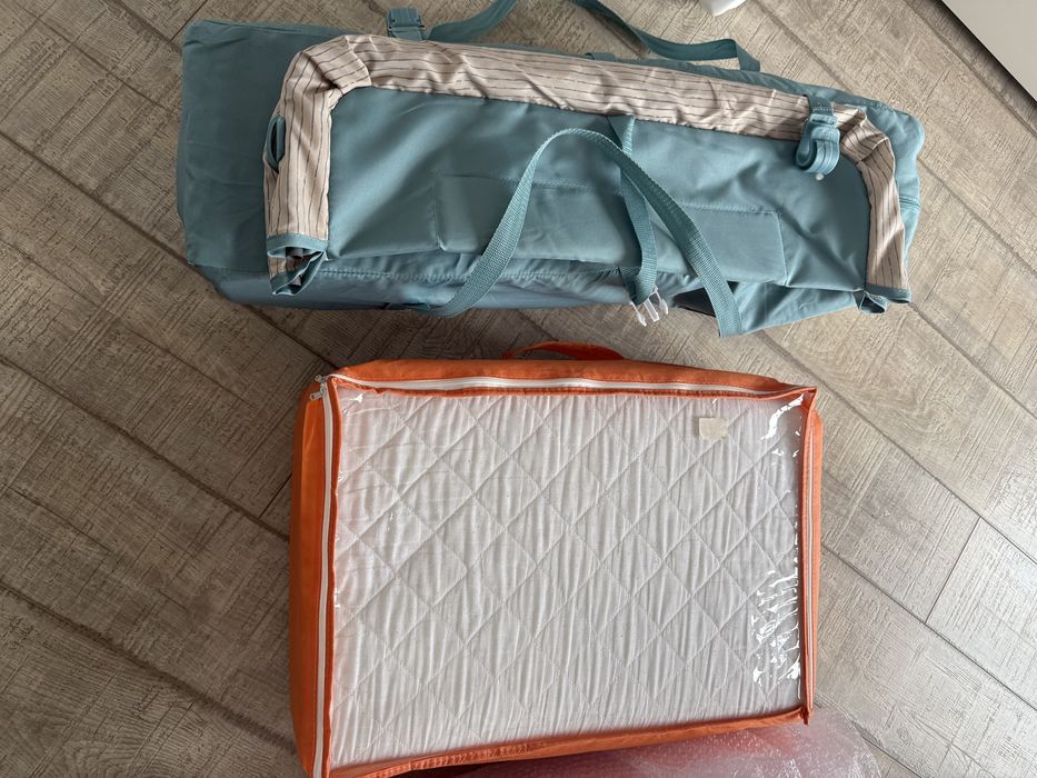 Patut pliabil 120x60 Bebe Royal Turcoaz cu 2 nivele