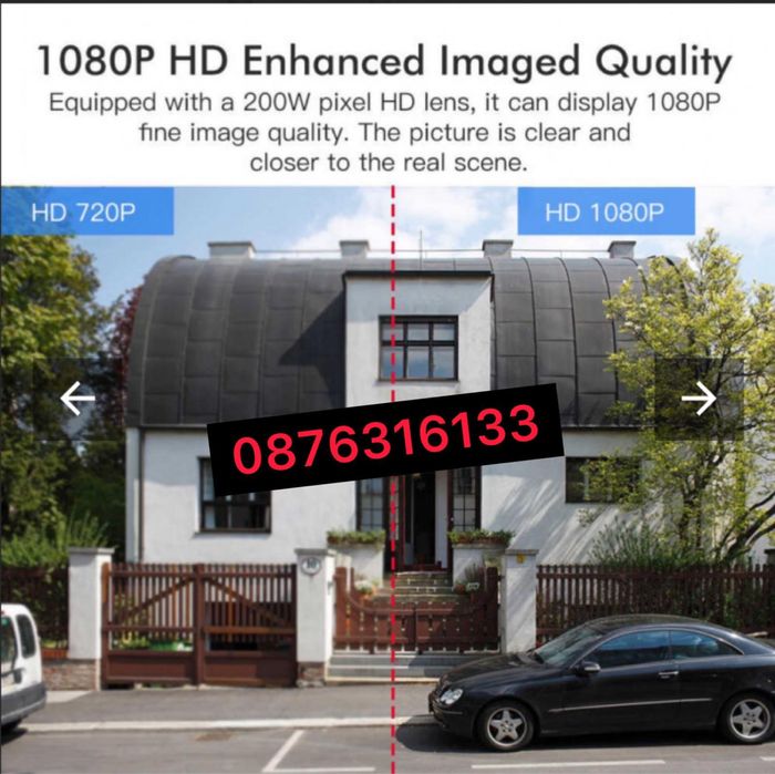 Охранителна IP камера безжична WI-FI,външна Full HD ,АУДИО ,захранване