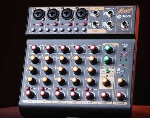 Mixer Audio Mini6 Debra – 6 Canale, Bluetooth 5.0, USB, Phantom 48V