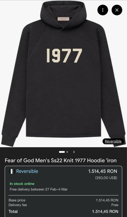 Hanorac pulover Fear of God Essentials 1977 knit