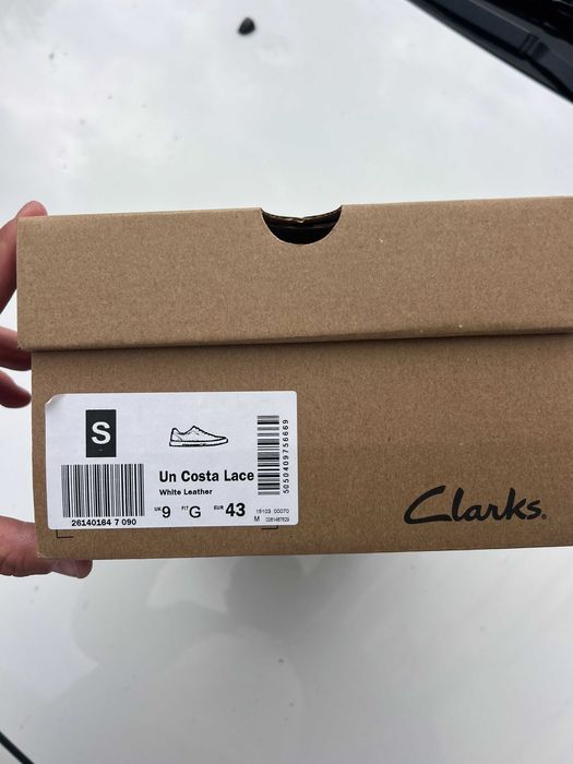 Clarks Una Costa Lace мъжки кожени обувки размер 43 бял, кафяв, син