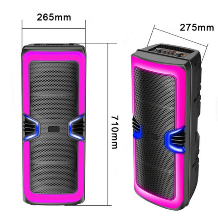 Bluetooth Тонколона , Led осветление, 2 х 8 инча ,Микрофон