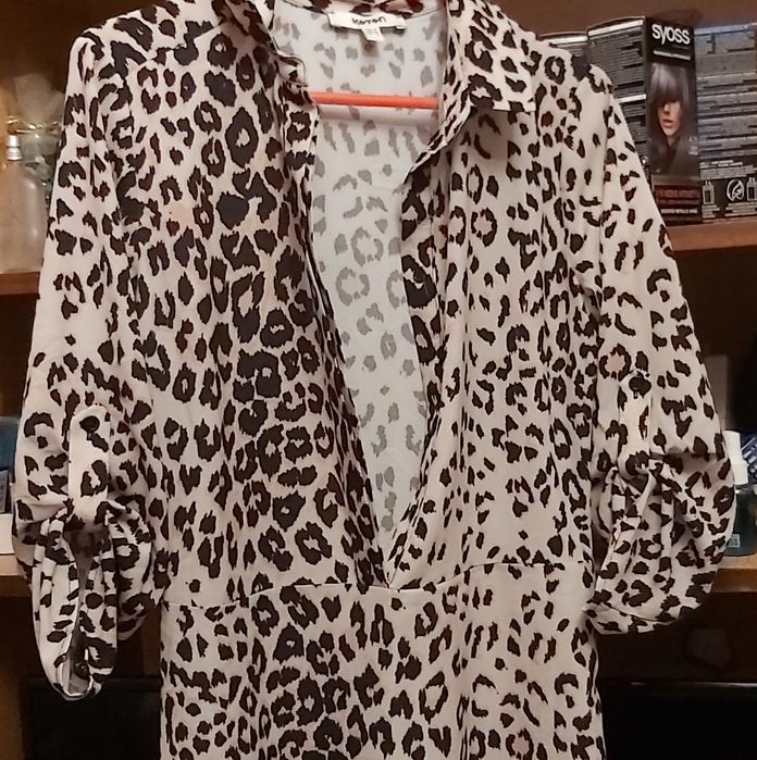 Rochie noua NEPURTATA imprimeu/print leopard lunga măsură 34 noua, ne