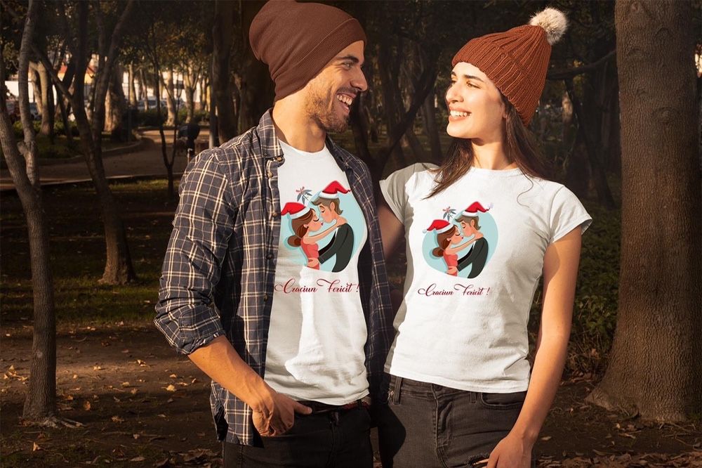 Tricou tricouri personalizat de Craciun tricouri cupluri